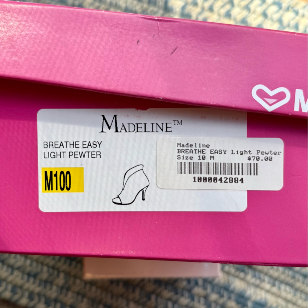 Madeline Breathe Easy Metallic Light Pewter Peep-Toe Heel Booties - Picture 14 of 14